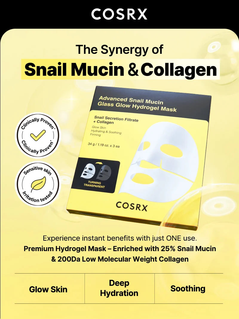 COSRX Advanced Snail Mucin Glass Glow Hydrogel Mask (1pcs)