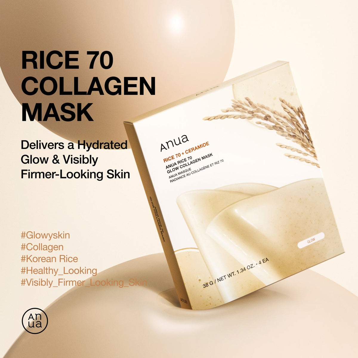 ANUA Rice 70 Glow Collagen Mask (1pcs)