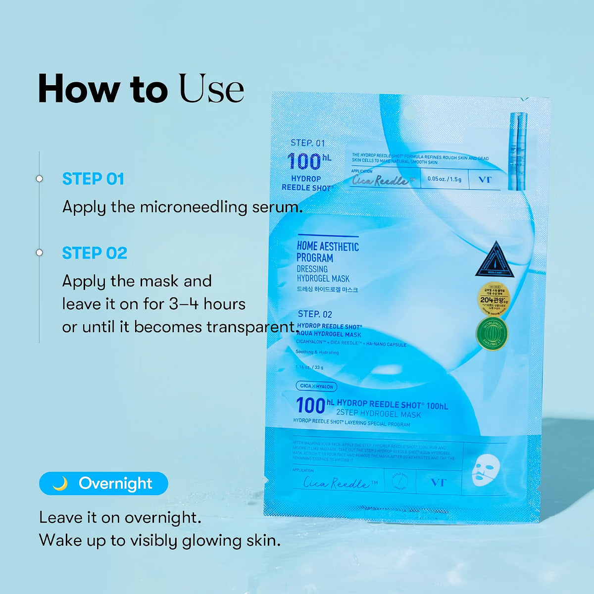 VT COSMETICS Hydrop Reedle Shot 100hL 2-Step Hydrogel Mask (1pcs)